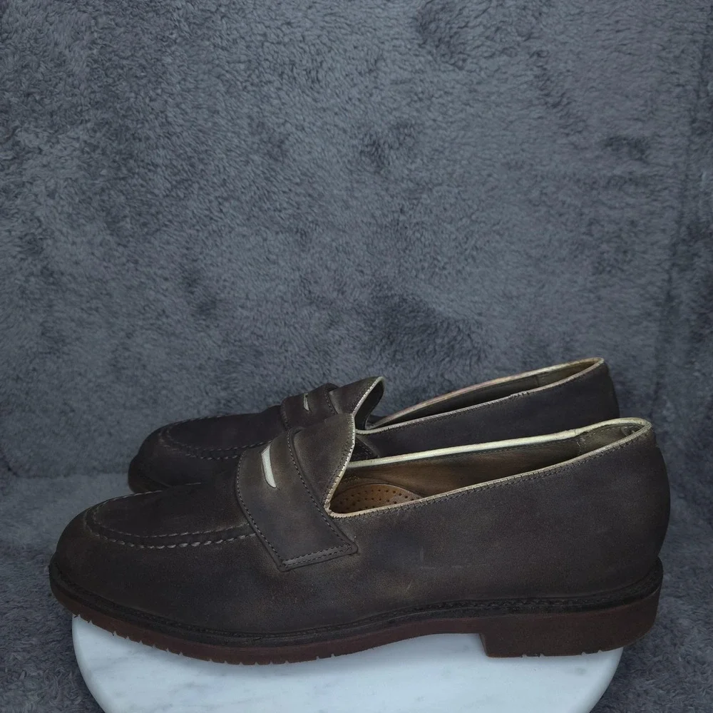 Vintage Walk-Over Shoes Mens Size 10 Brown Nubuck Slip On Loafer Vibram USA